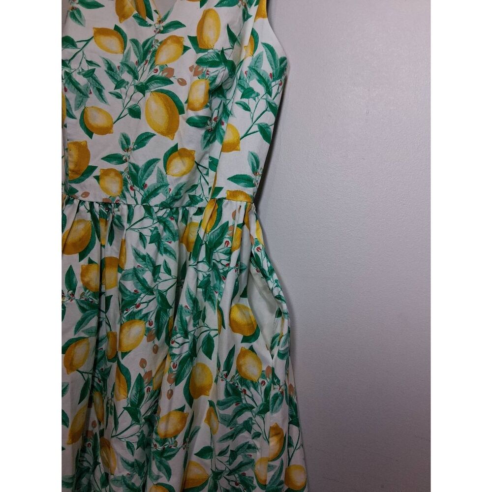 Elle womens size 12  skater dress lemons yellow sundress green - Picture 3 of 9